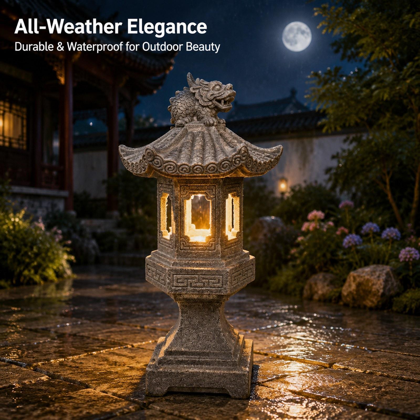 Solar Pagoda Lantern with Lant - Home Security Yard Sign ulasan dan harga