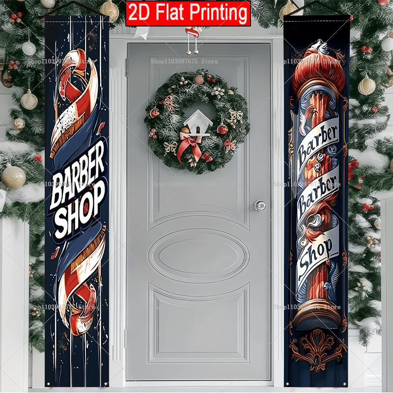 2D Barber Shop Text Logo Door  - Home Security Yard Sign ulasan dan harga